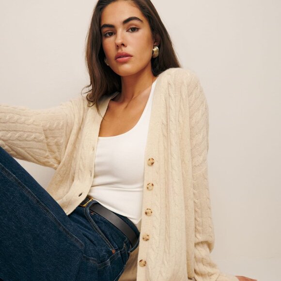 Reformation Cream Cable Knit Cardigan - Picture 6 of 11